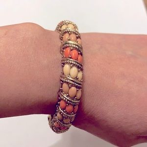 Peaches and Cream Hinged Bangle Bracelet